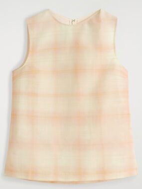 COS Sleeveless Pastel Peach Plaid Top Size 8